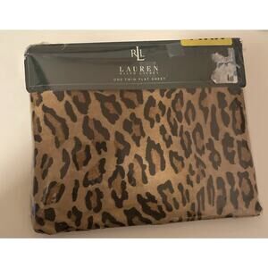 Ralph Lauren Home Aragon Twin Fitted Sheet 100% Cotton Leopard Print - NEW